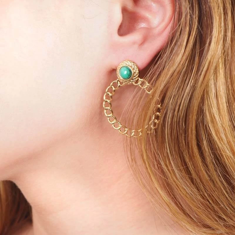 Boucles d'oreilles Mani vertes acier or - Zag Bijoux Boucles d'oreilles Mani vertes acier or - Zag Bijoux