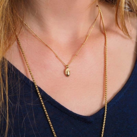 Collier Scarabée acier or - Zag Bijoux