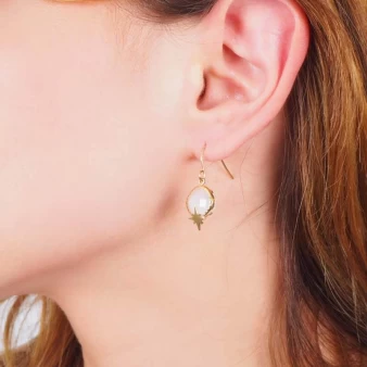 Boucles d'oreilles Horizon turquoise en acier or - Zag Bijoux