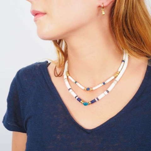 Bora blue gold necklace - Zag Bijoux