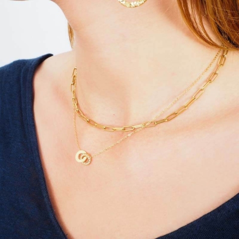 Collier Claudia en acier or jaune - Zag Bijoux