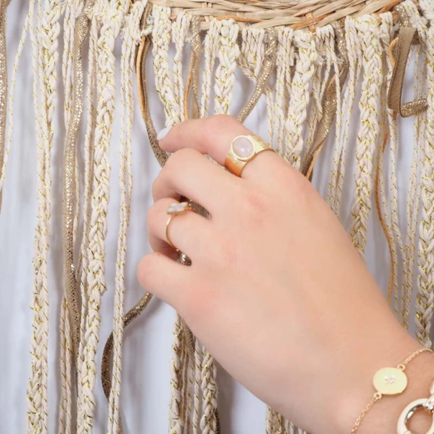 Bague London grise en acier or jaune - Zag Bijoux