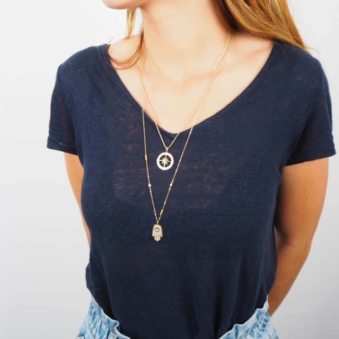Collier Eclipse en acier or jaune - Zag Bijoux