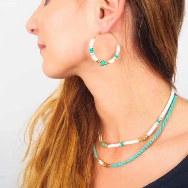 Collier Bora turquoise en acier or jaune - Zag Bijoux