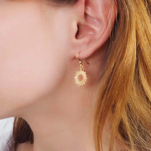 Gold plated sun earrings -...