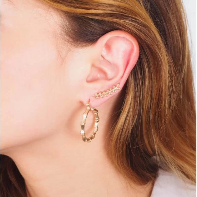 Gold bamboo hoop earrings - Pomme Cannelle