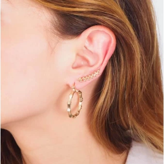 Gold bamboo hoop earrings - Pomme Cannelle