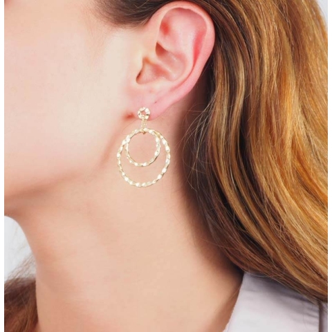 Boucles d'oreilles martelées plaqué or - Pomme Cannelle