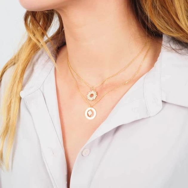 Gold-plated Sun necklace - Pomme Cannelle