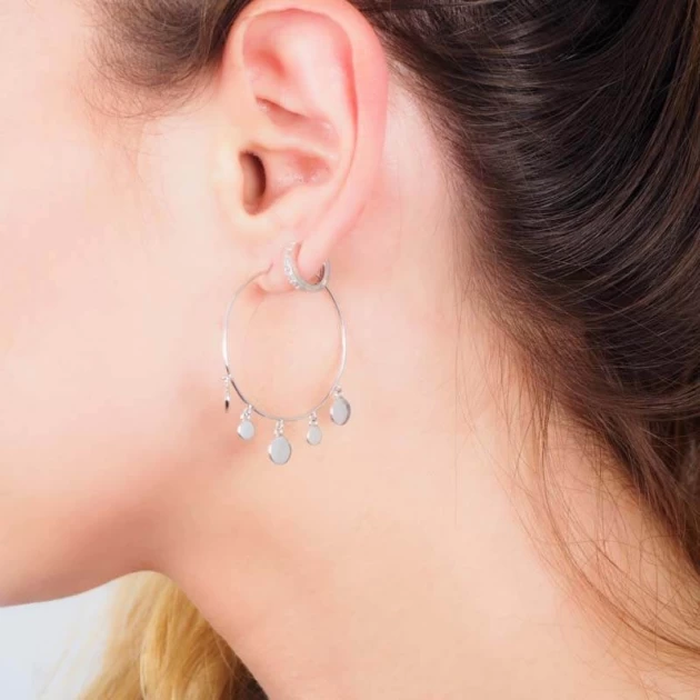 Boucles d'oreilles créoles Lyna argent - Pomme Cannelle