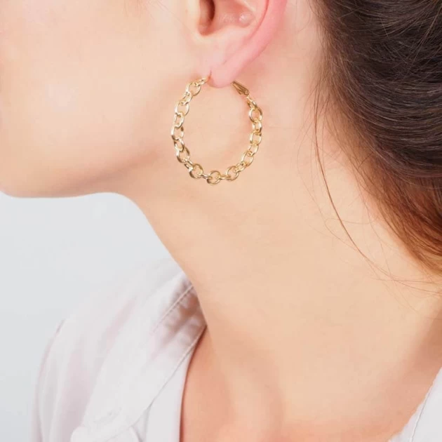 Chain gold hoops earrings -...