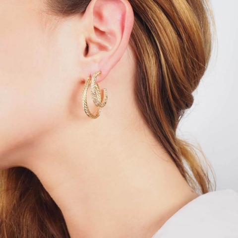 Boucles d'oreilles créoles Nora plaqué or - Pomme Cannelle