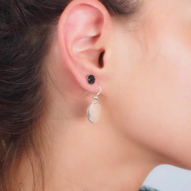 Boucles d'oreilles pastille lisse argent - Pomme Cannelle