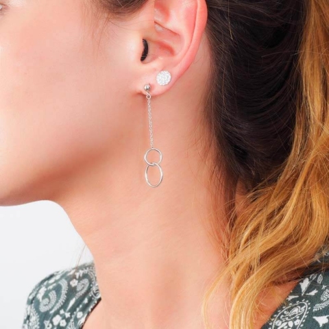 Boucles d'oreilles double cercle argent - Pomme Cannelle