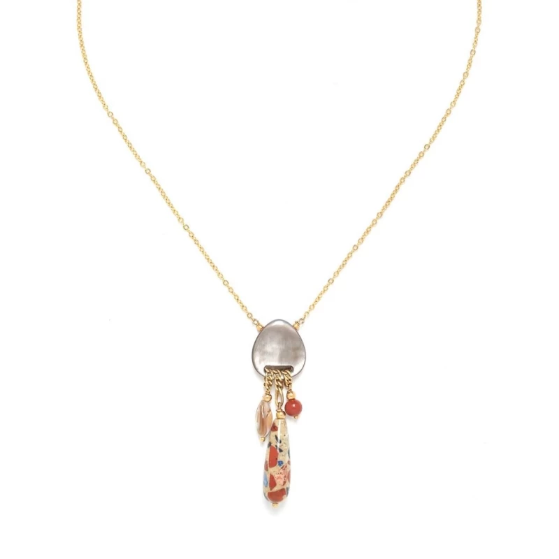 Gaudi golden jasper & mother-of-pearl necklace - Nature Bijoux