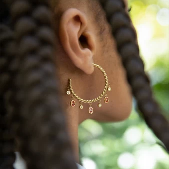 Enamelled ceramic hoop earrings - Anartxy