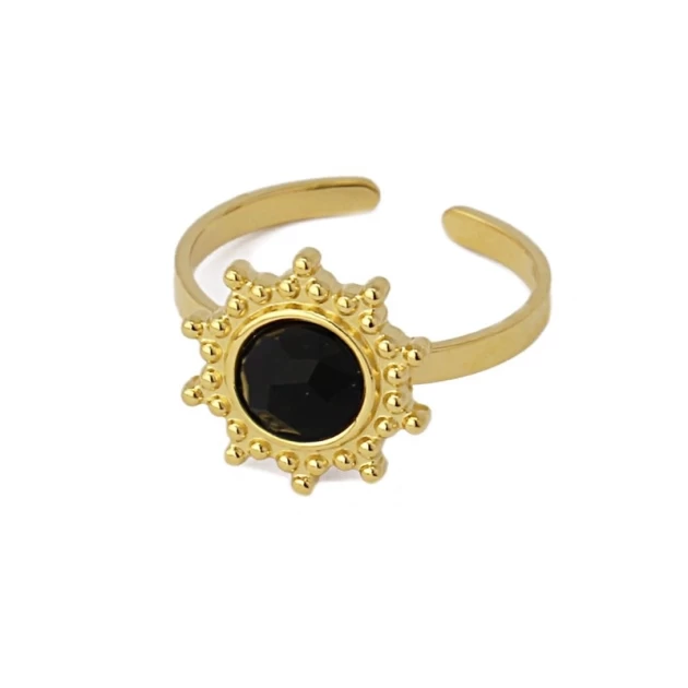 Black stone gold ring -...