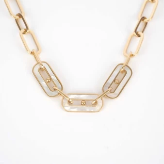 Ahmès gold steel necklace -...