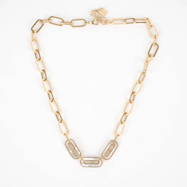 Collier Ahmès acier or - Zag Bijoux