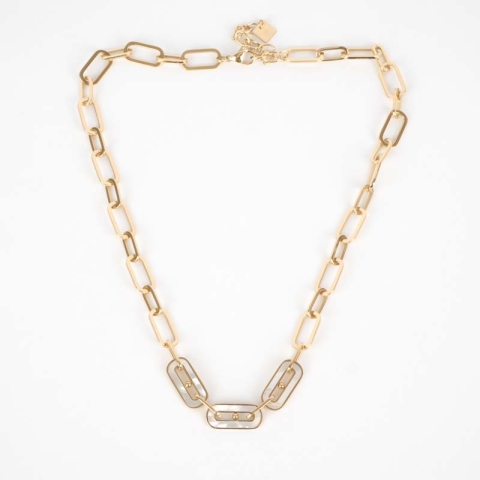 Collier Ahmès acier or - Zag Bijoux