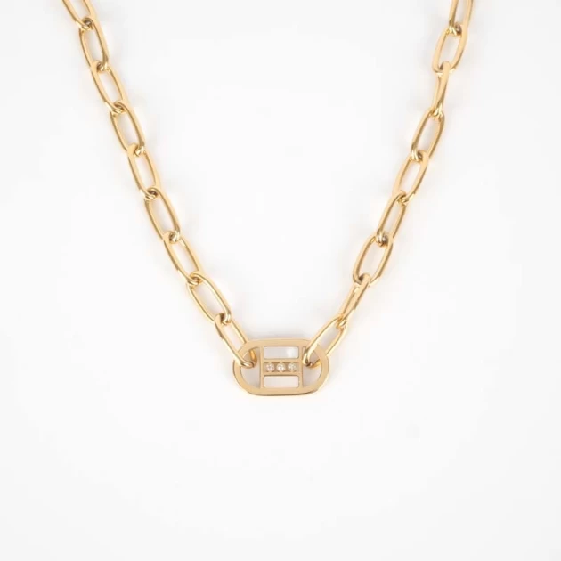 Pearly steel gold mesh necklace - Zag Bijoux