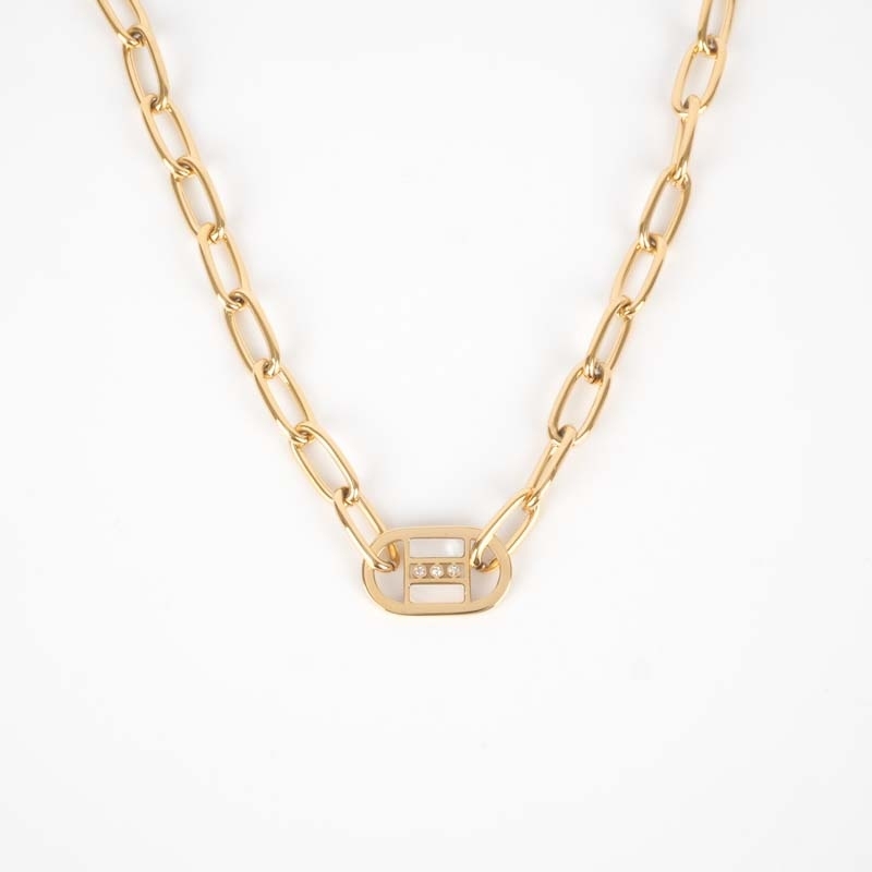 Pearly steel gold mesh necklace - Zag Bijoux