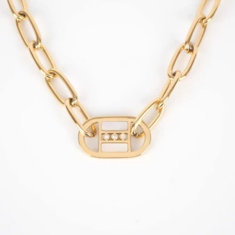 Pearly steel gold mesh necklace - Zag Bijoux