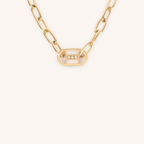 Pearly steel gold mesh necklace - Zag Bijoux
