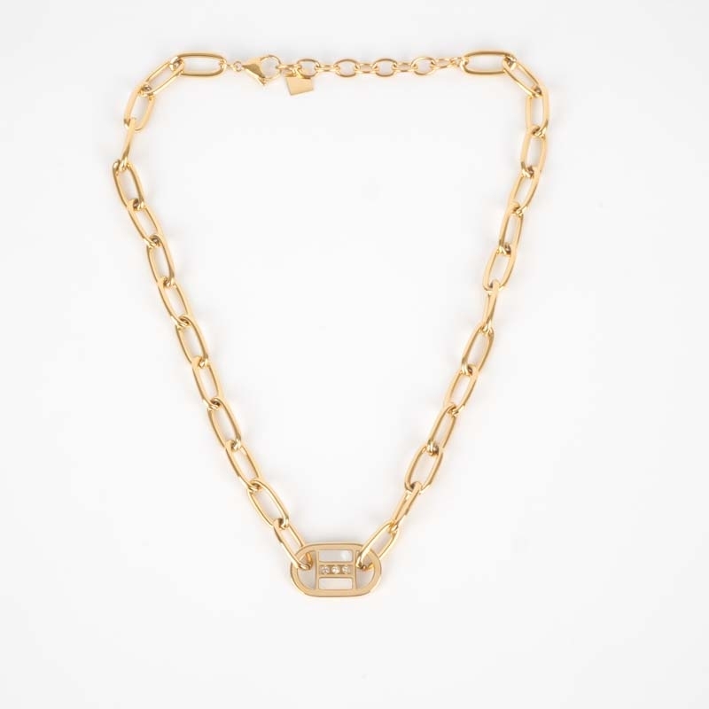 Pearly steel gold mesh necklace - Zag Bijoux