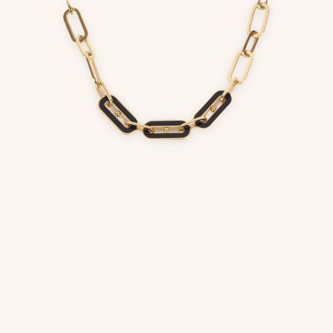 Collier Ahmès noir acier or - Zag Bijoux