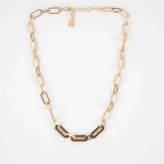 Ahmès black steel gold necklace - Zag Bijoux