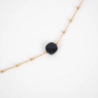 Anty black steel gold necklace - Zag Bijoux