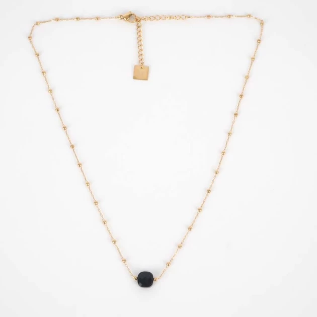 Anty black steel gold necklace - Zag Bijoux