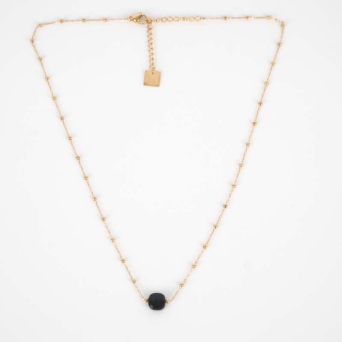 Anty black steel gold necklace - Zag Bijoux