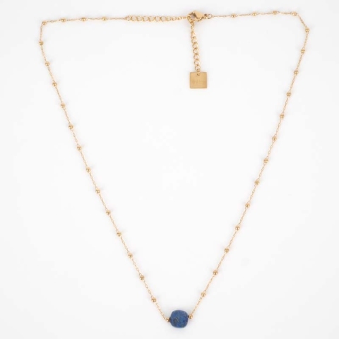 Collier Anty bleu acier or - Zag Bijoux