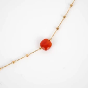 Anty red steel gold necklace - Zag Bijoux