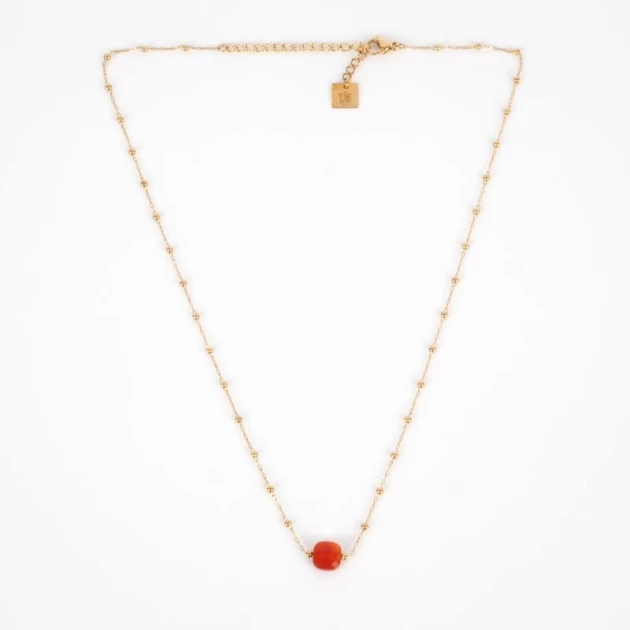 Anty red steel gold necklace - Zag Bijoux