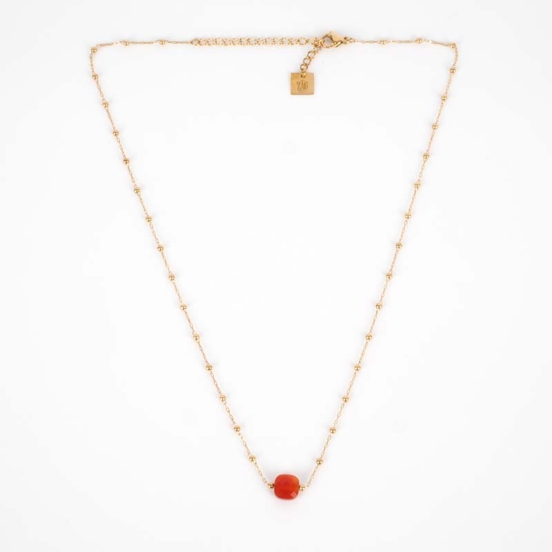 Anty red steel gold necklace - Zag Bijoux