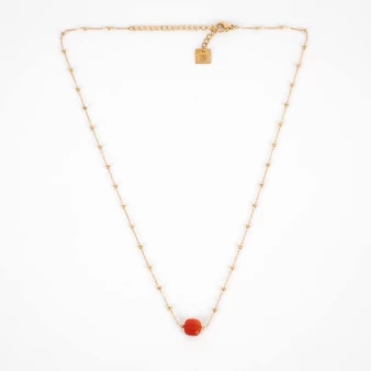 Anty red steel gold necklace - Zag Bijoux