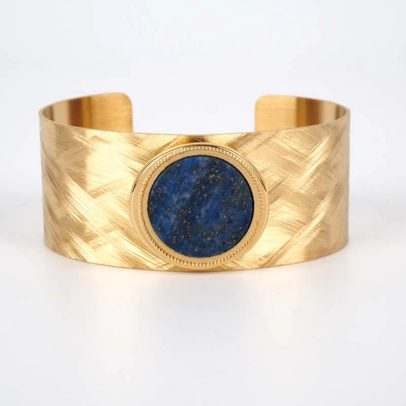 Gold bracelet Bata blue lapis lazuli malachite - Zag Bijoux Gold bracelet Bata blue lapis lazuli malachite - Zag Bijoux
