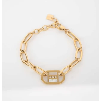 Pearly steel gold mesh bracelet - Zag Bijoux