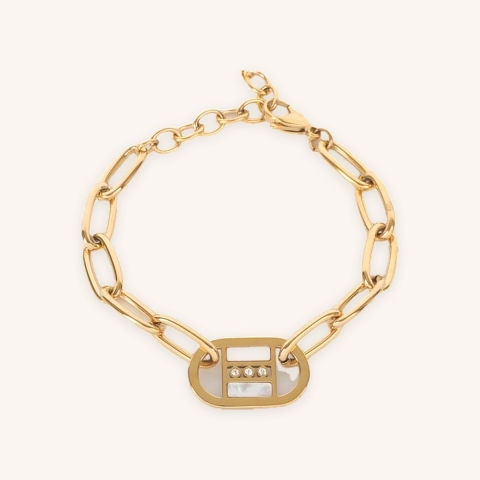 Pearly steel gold mesh bracelet - Zag Bijoux