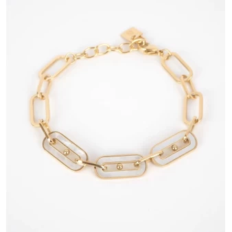 3 mother-of-pearl mesh bracelet in gold steel - Zag Bijoux