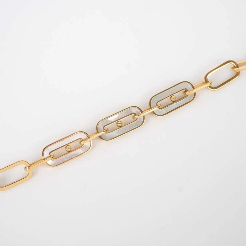 Gold steel 3 mother-of-pearl link bracelet - Zag jewelry Gold steel 3 mother-of-pearl link bracelet - Zag jewelry