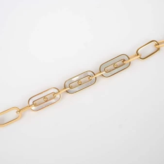 3 mother-of-pearl mesh bracelet in gold steel - Zag Bijoux