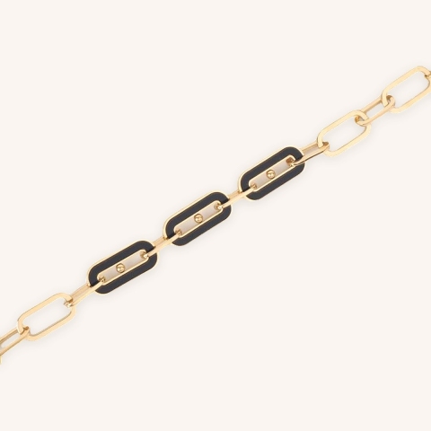 3 black steel gold mesh bracelet - Zag Bijoux