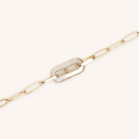 Bracelet nacre maille fine acier or - Zag Bijoux