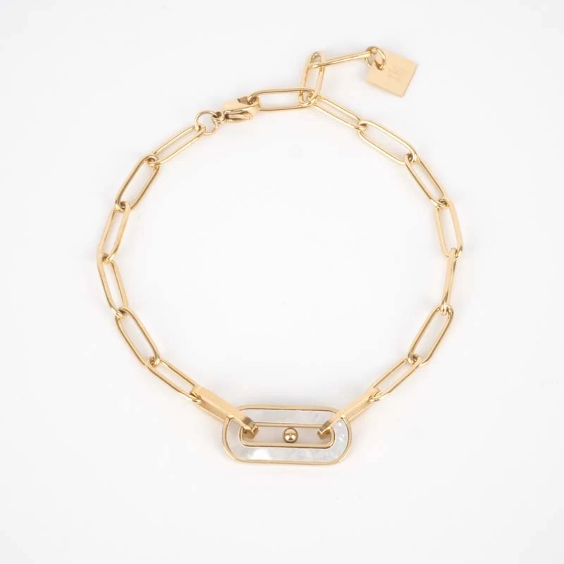 Bracelet nacre maille fine acier or - Zag Bijoux Bracelet nacre maille fine acier or - Zag Bijoux