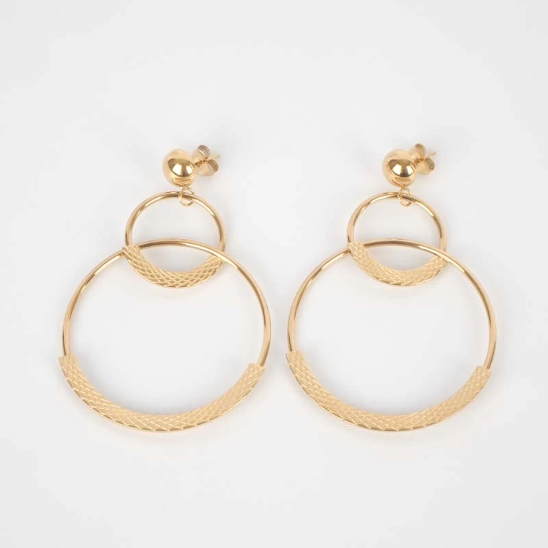 Boucles d'oreilles cercles écaillés acier or - Zag Bijoux