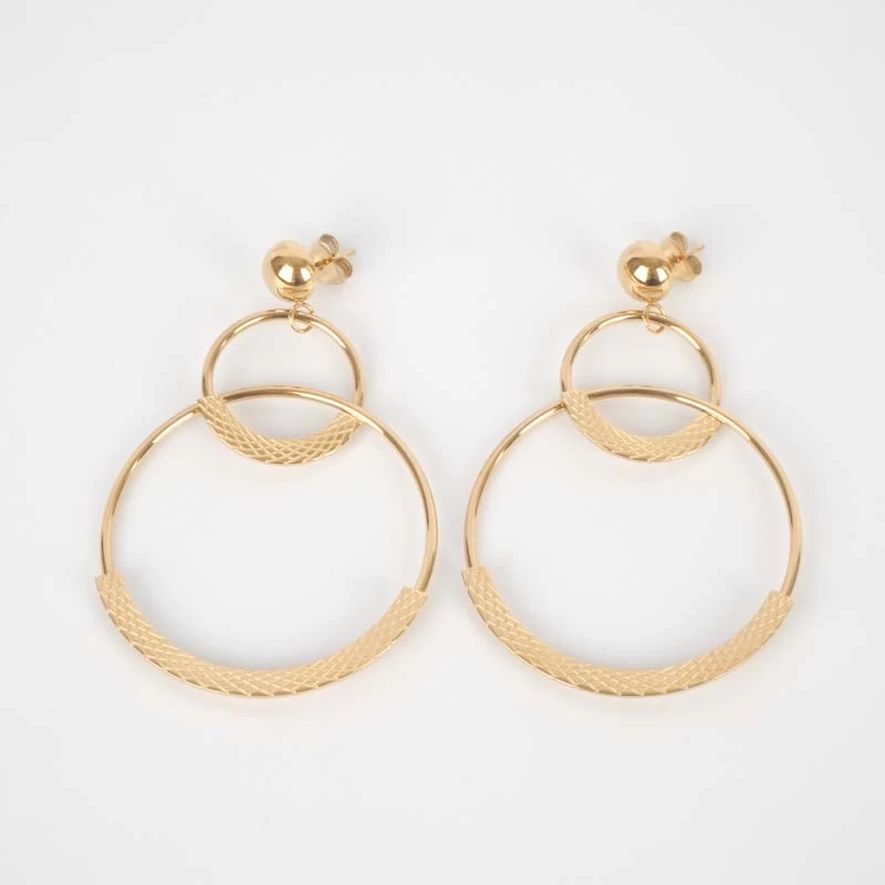 Scaled circle earrings in gold steel - Zag Bijoux